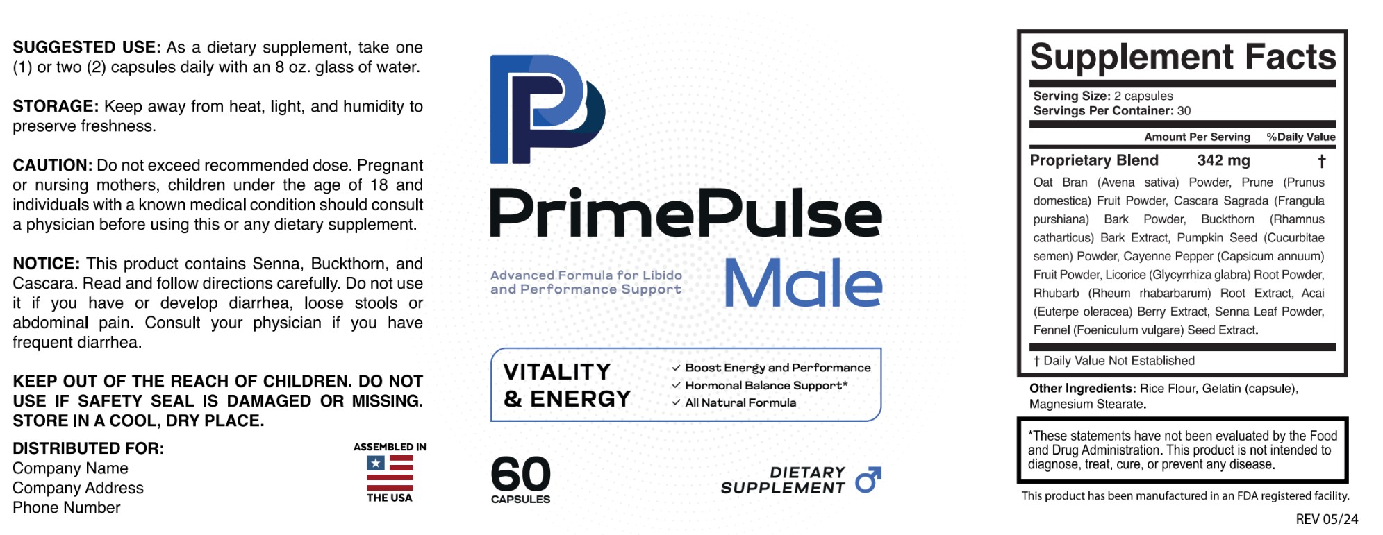 PrimePulse Male Supplement Facts
